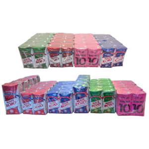 Variedades de los paquetes incluidos en el pack minorista de yerba mate 10 y Mate Rojo 50kg